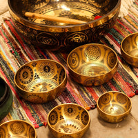 Pure Brass Etched Buddha - Set of 4 - Approx 3.85kg