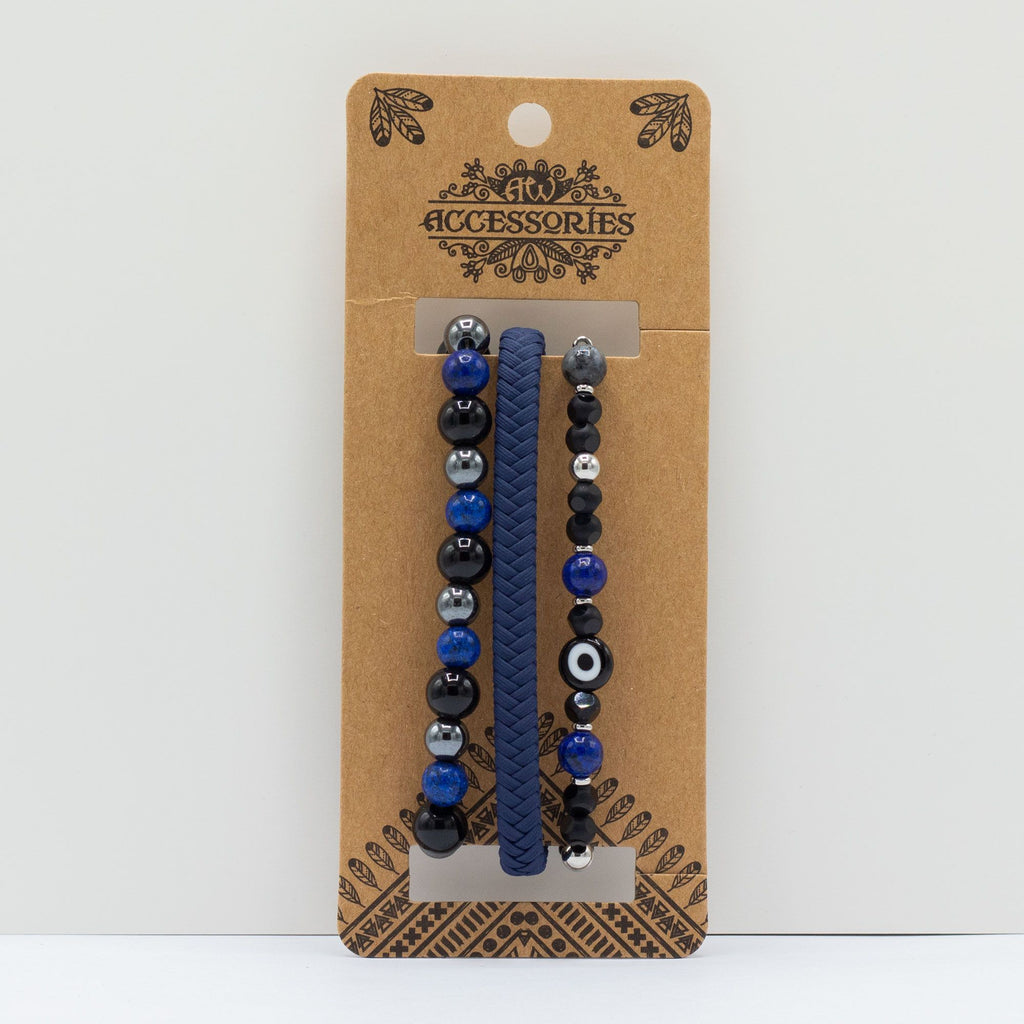 Mens Premium Bracelet Sets in Stylish Blues for Modern Looks