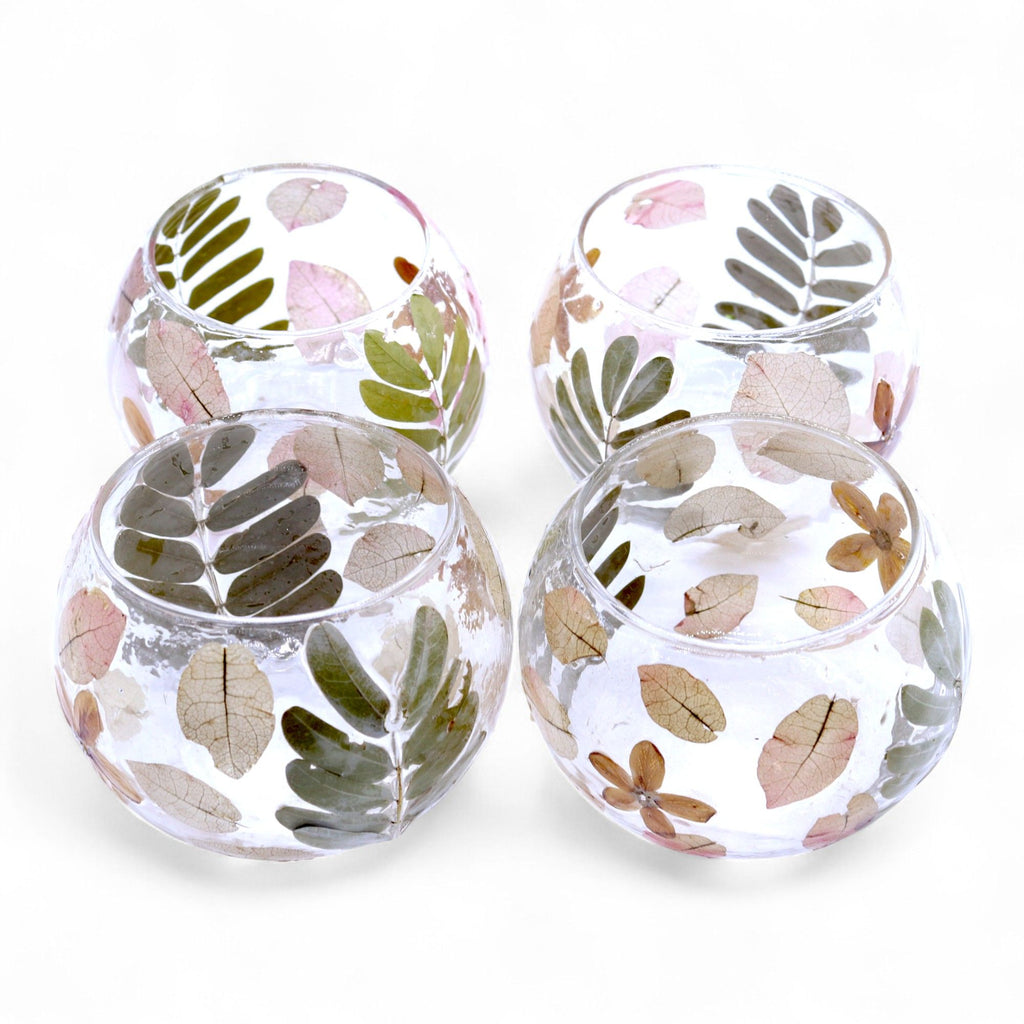 Natural Floral Glass Bowl Candle Holder Primavera for Home Décor
