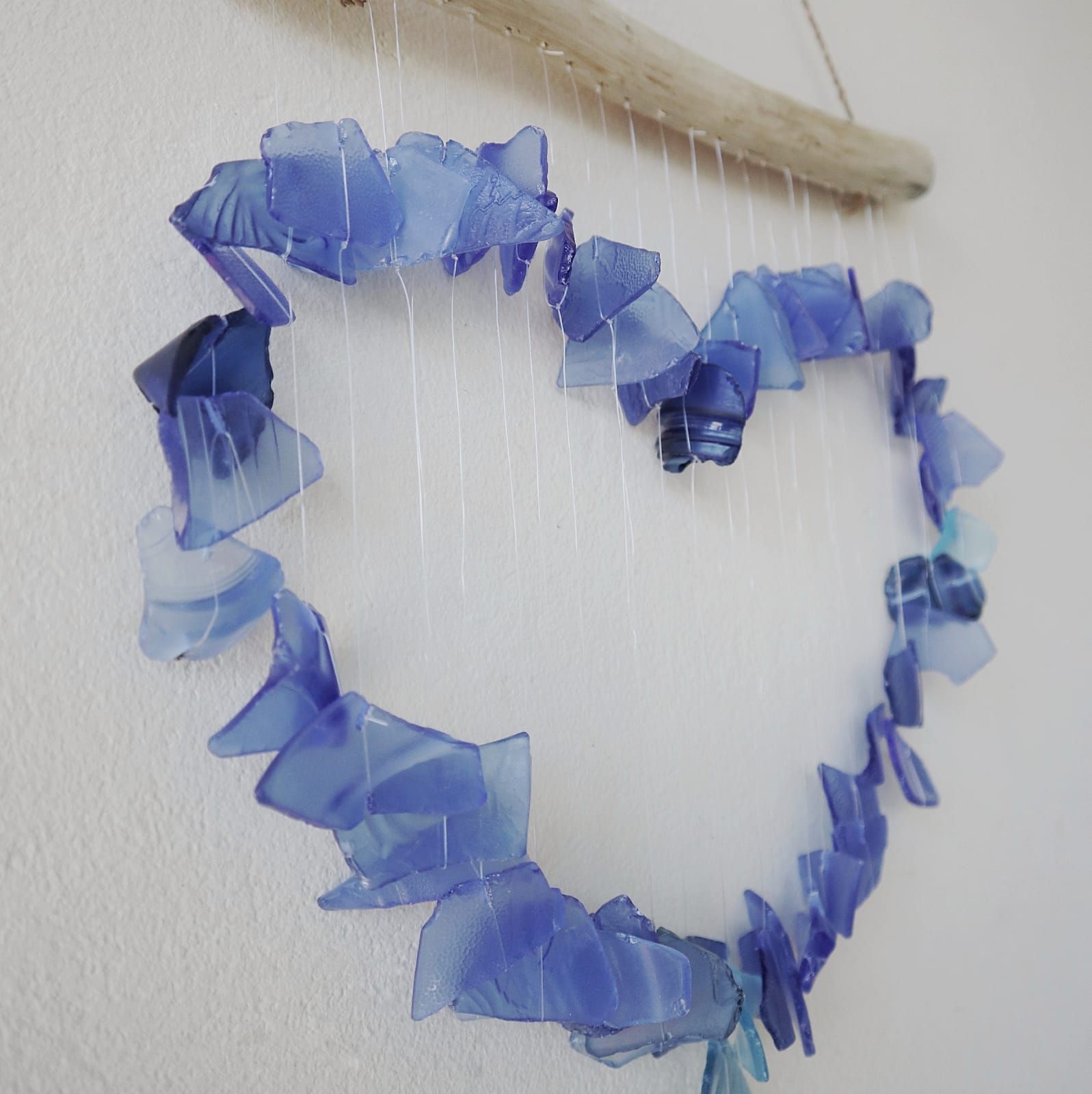 Love Chime Blue Recycled Glass Wind Chimes for Outdoor Decor