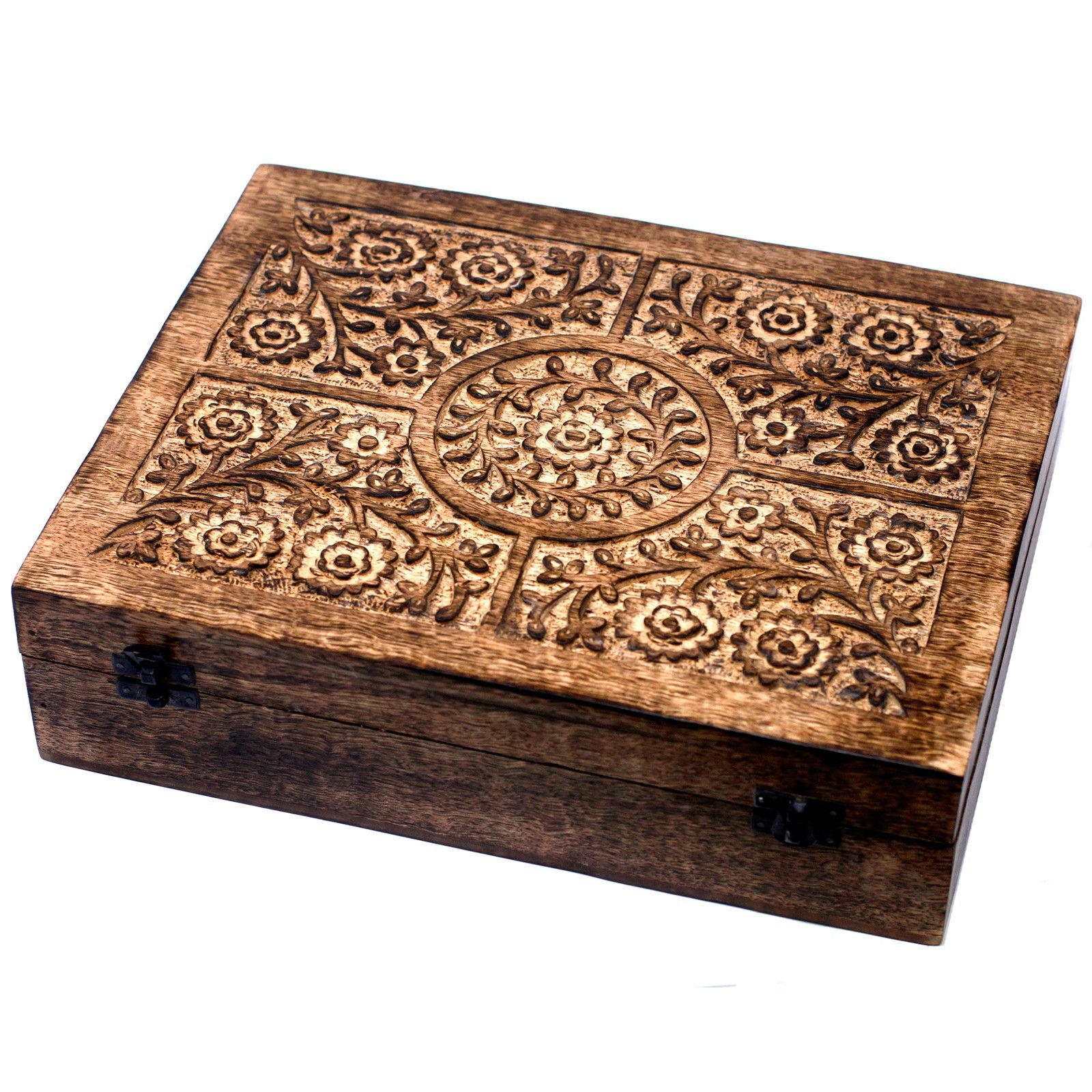 Mango Aromatherapy Box with Floral Design Holds 80 Essential Oils