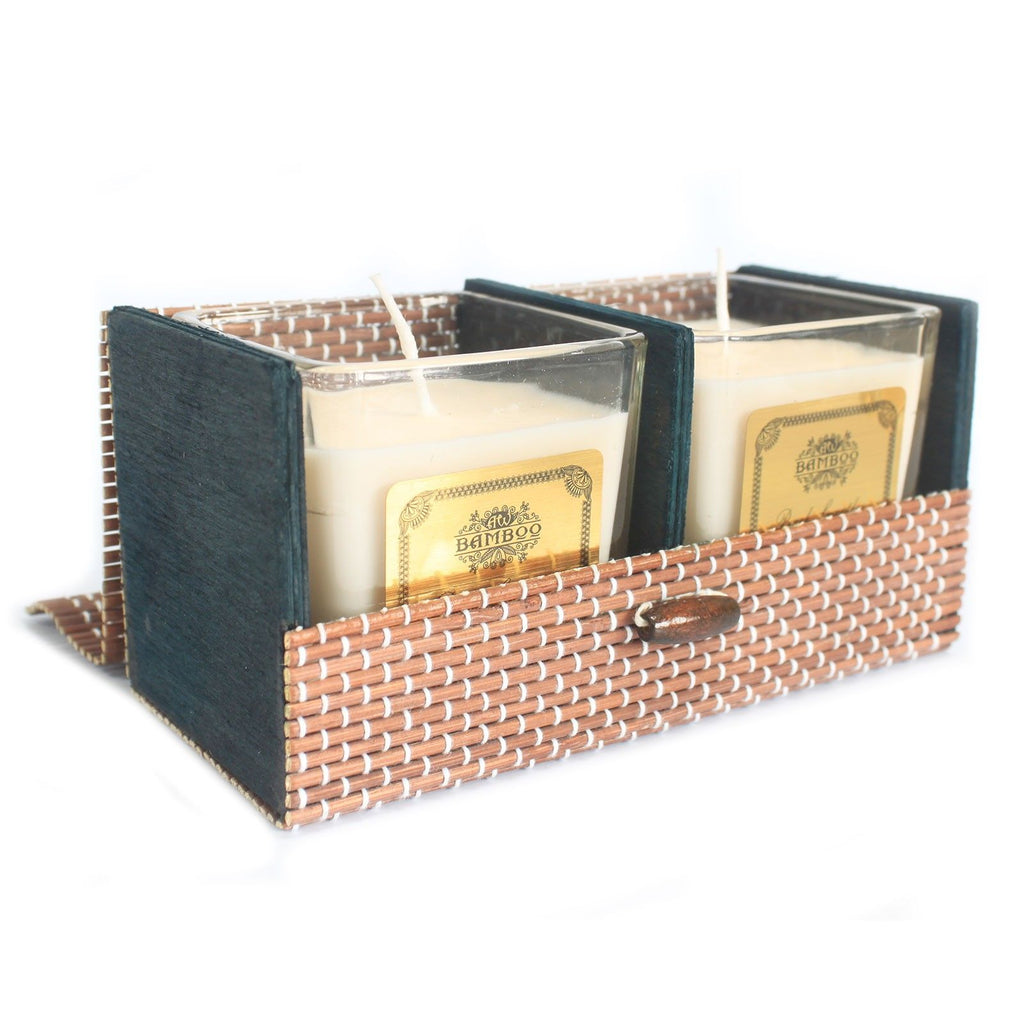 Elegant Double Box Fine Bamboo Gift Box for Candles and More
