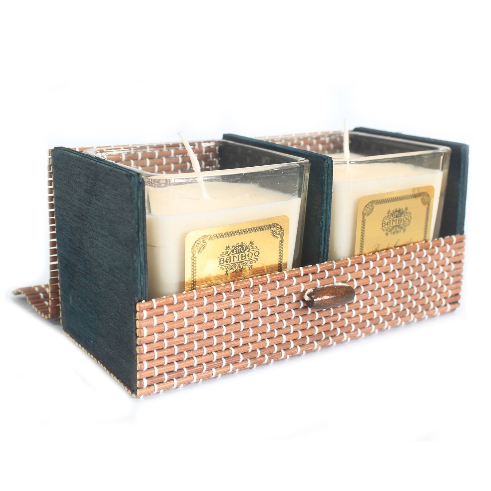 Elegant Double Box Fine Bamboo Gift Box for Candles and More