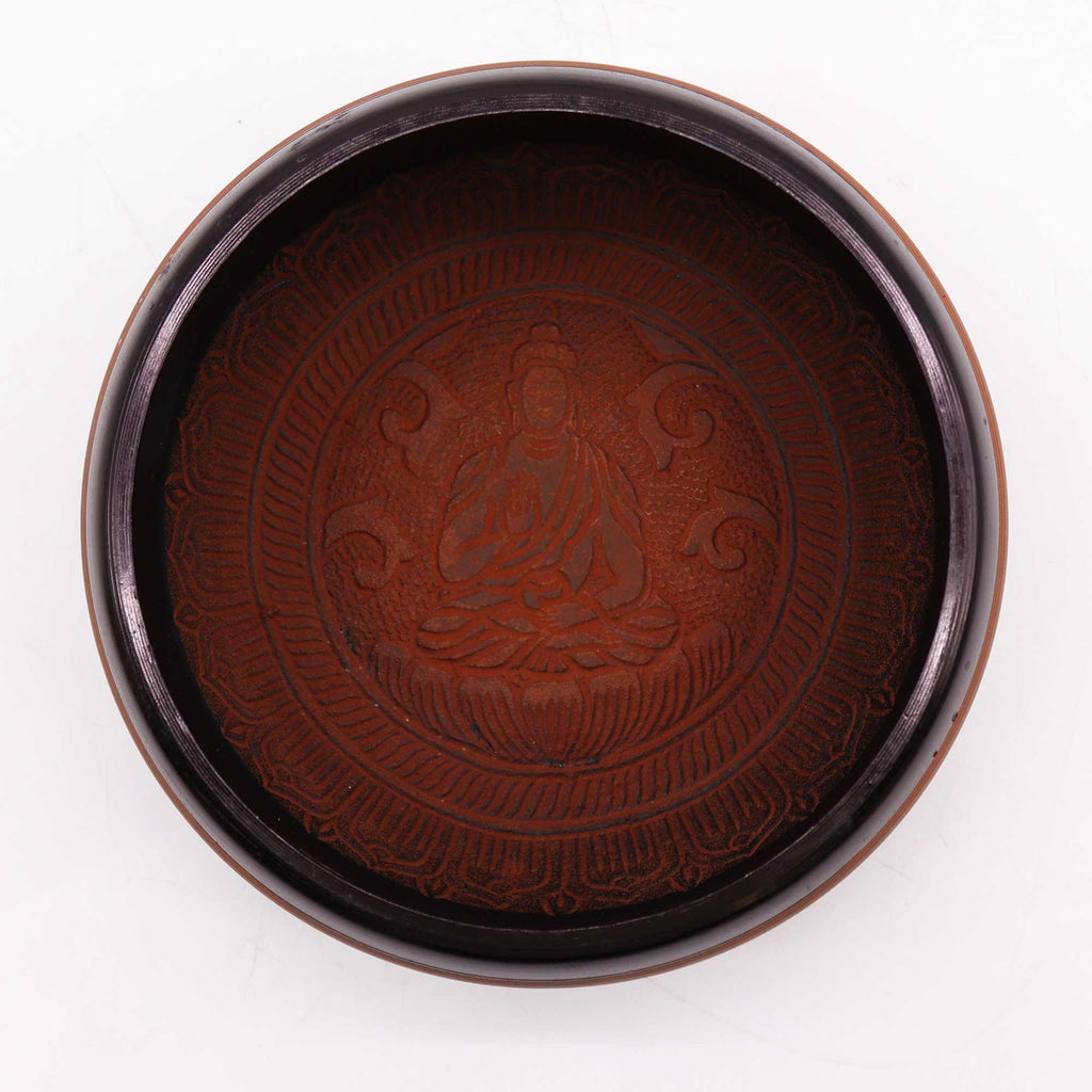 Earth Powder Singing Bowl with Clay Om Buddha Design 16cm