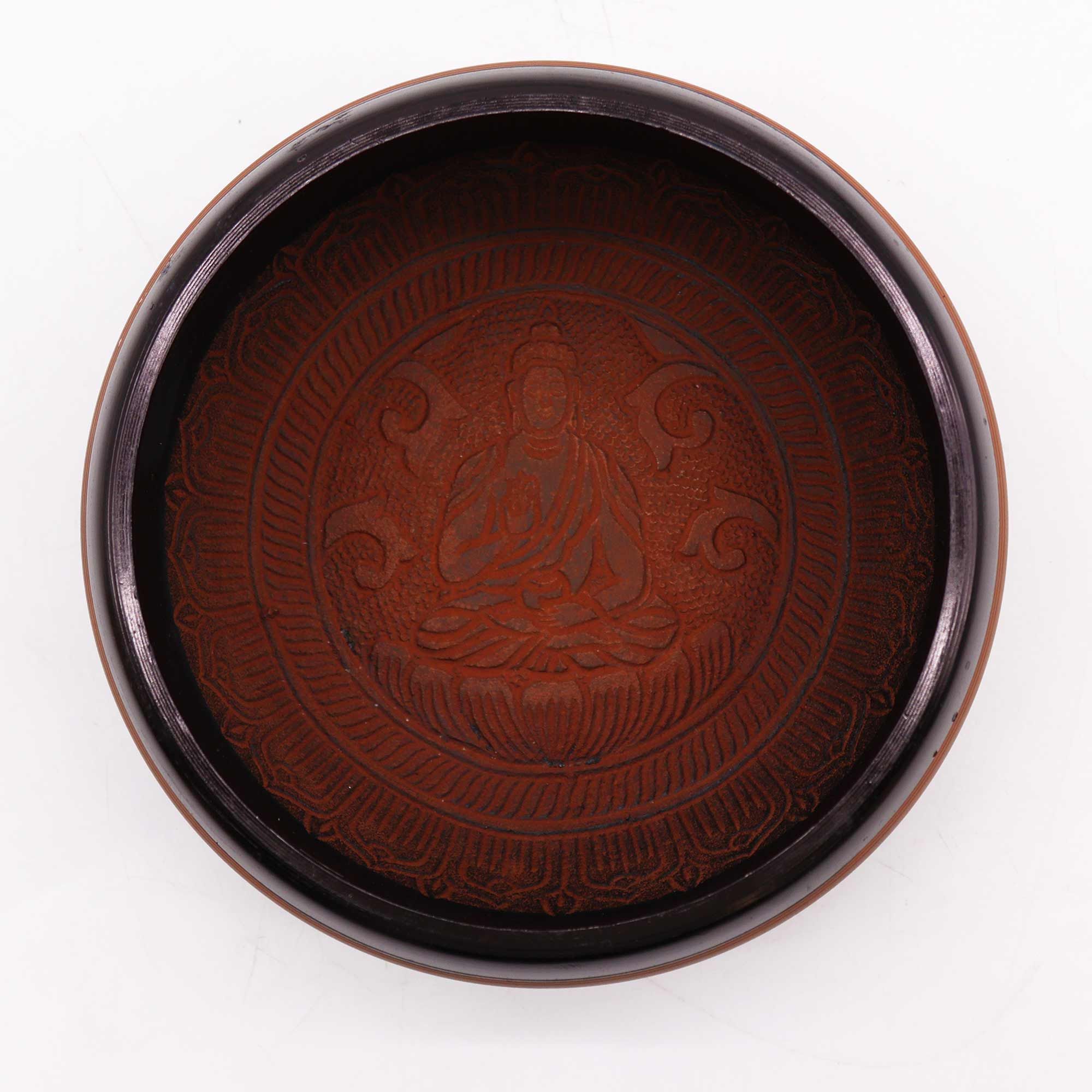 Earth Powder Singing Bowl with Clay Om Buddha Design 16cm
