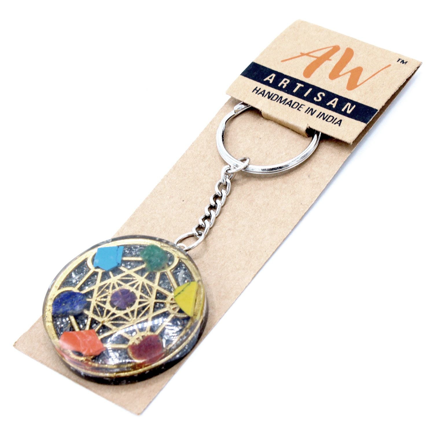Orgonite Power Keyring Round Seven Chakra for Daily Use and Style