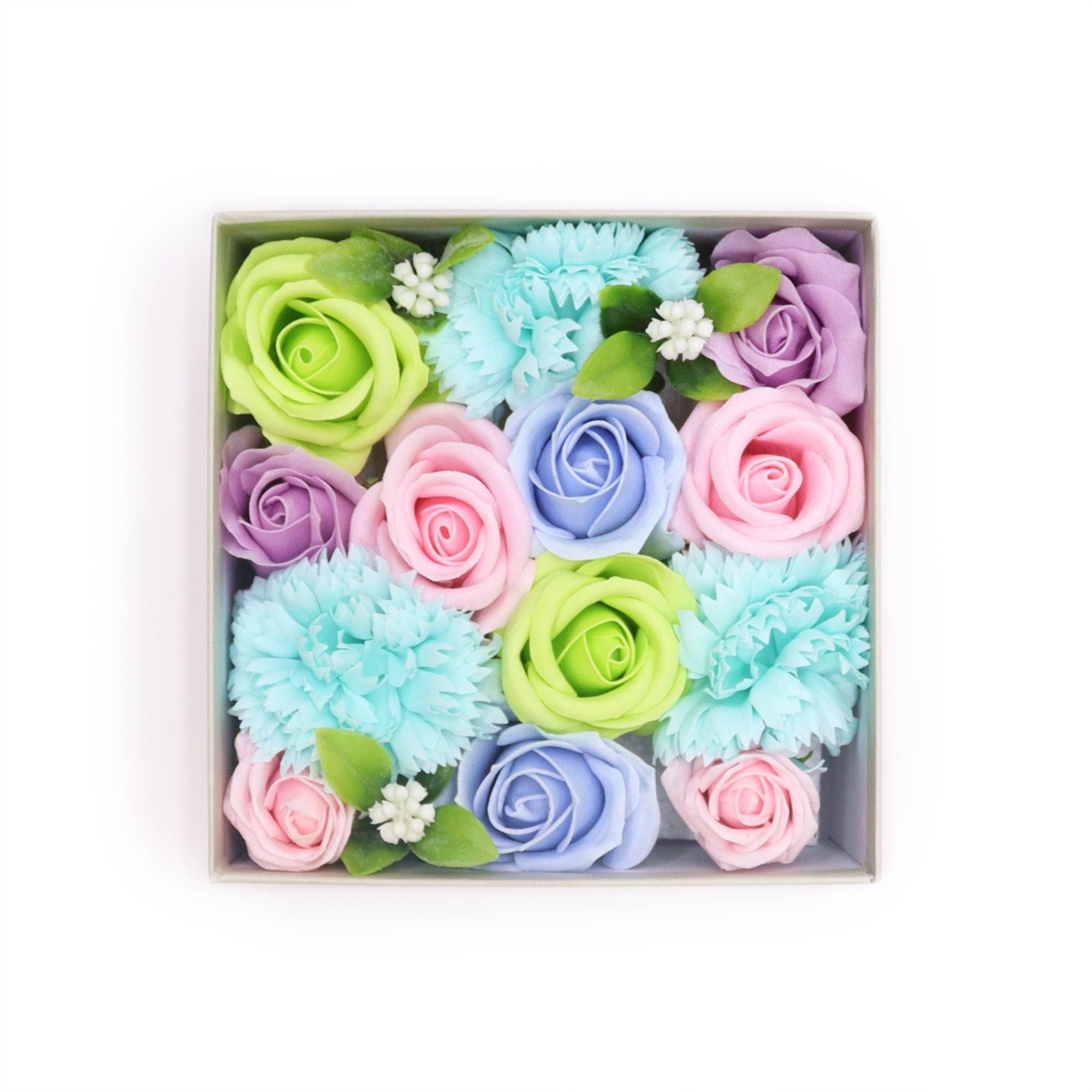 Square Box Baby Blessings Blues Soap Flower Gift Set for Newborns