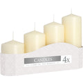 Set of 4 Ivory Pillar Candles for Home Decor and Ambiance