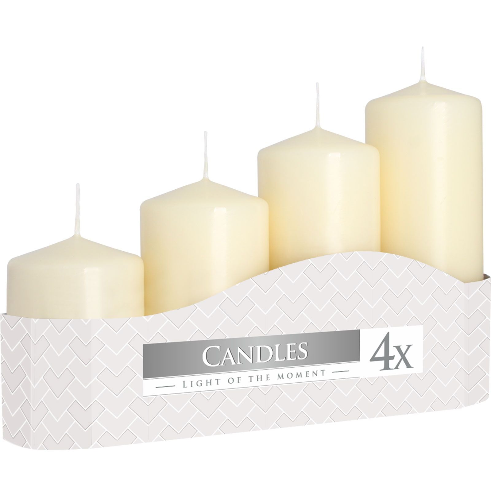 Set of 4 Ivory Pillar Candles for Home Decor and Ambiance