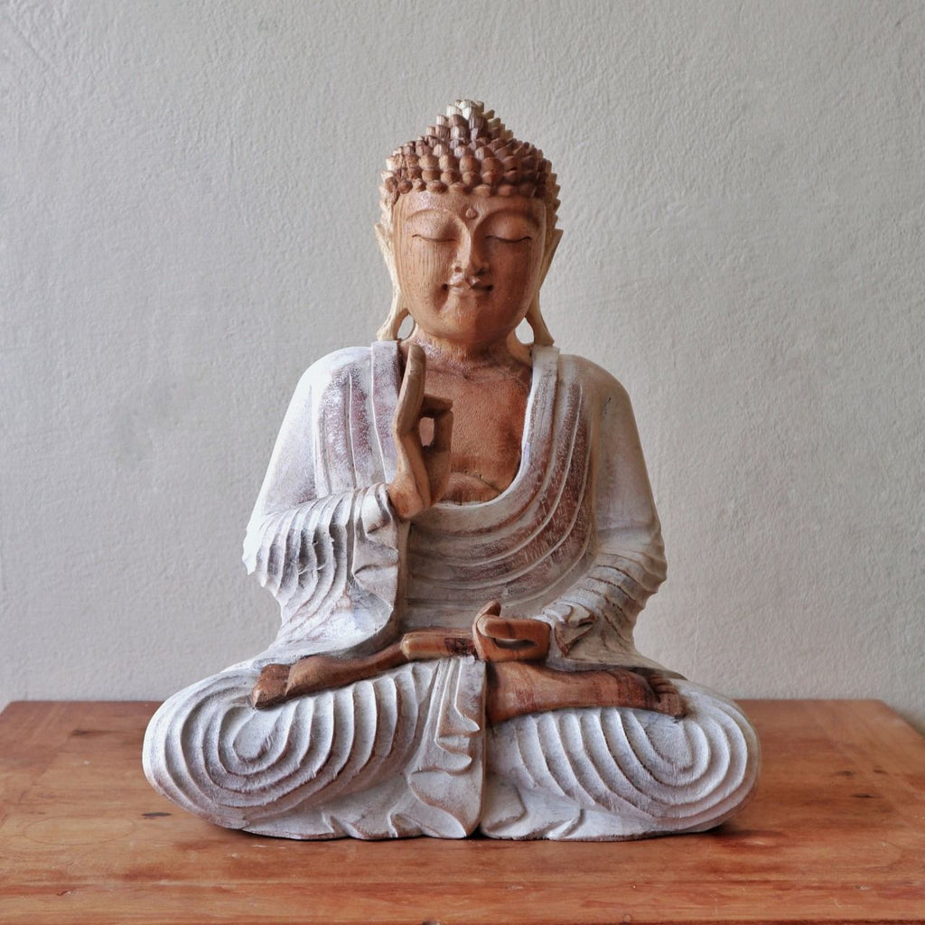 Buddha Statue Whitewash 40cm Teaching Transmission Design