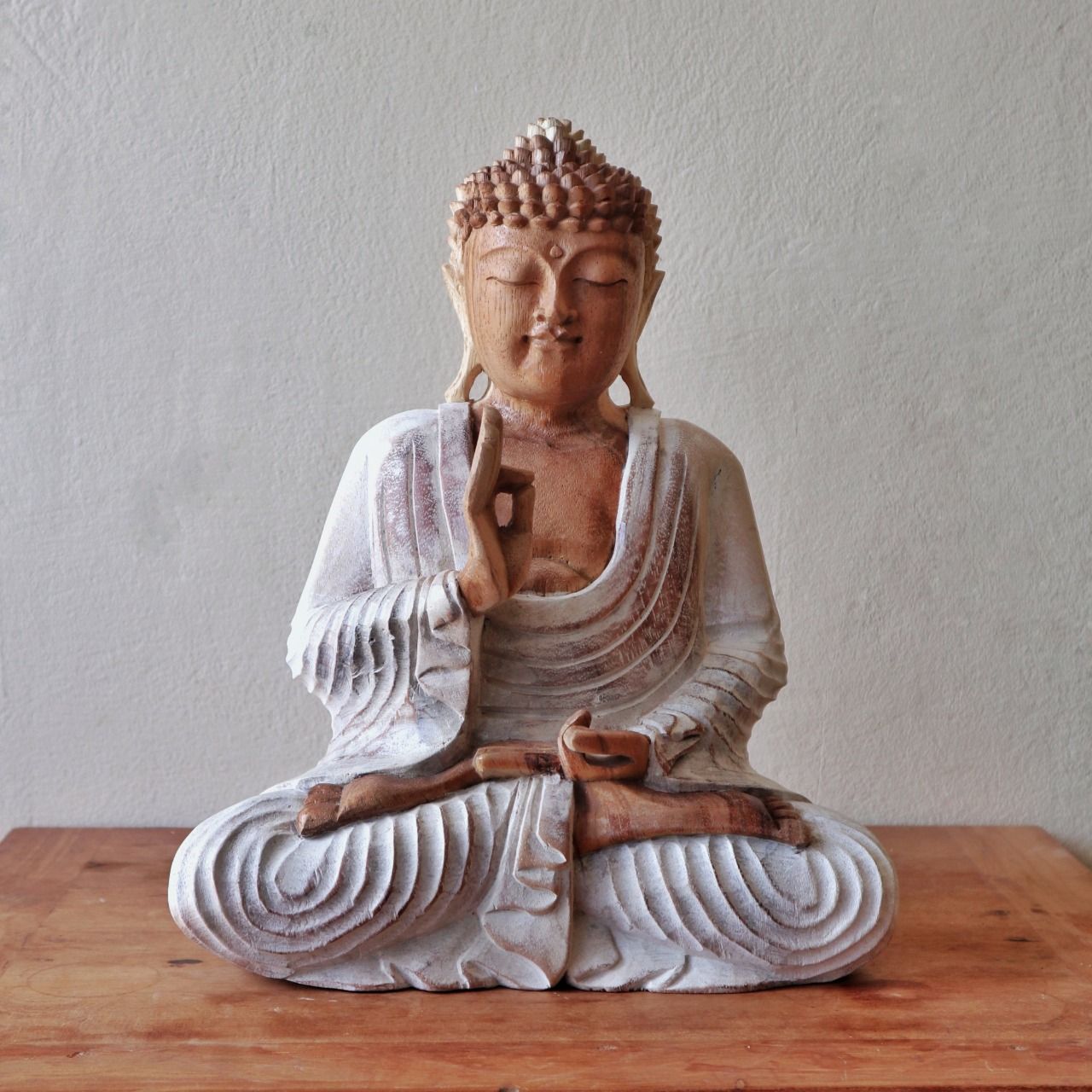 Buddha Statue Whitewash 40cm Teaching Transmission Design