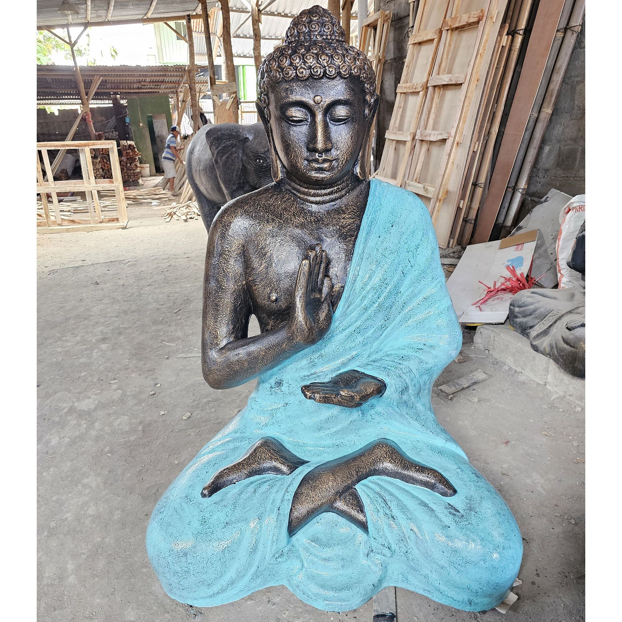 Large Turquoise & Stone Buddha Meditation in Stupa 1.5m