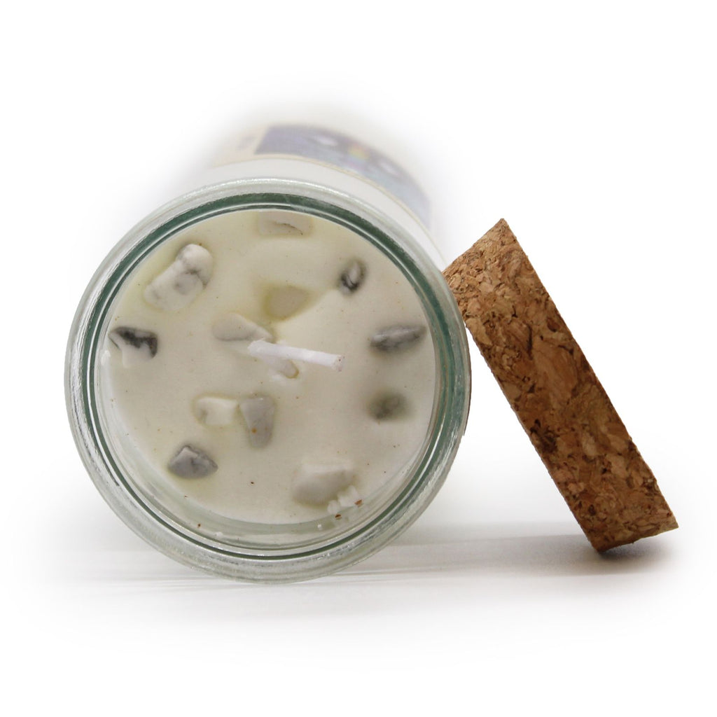 Magic Spell Candle for Cleansing with White Jasper and Sage Aroma