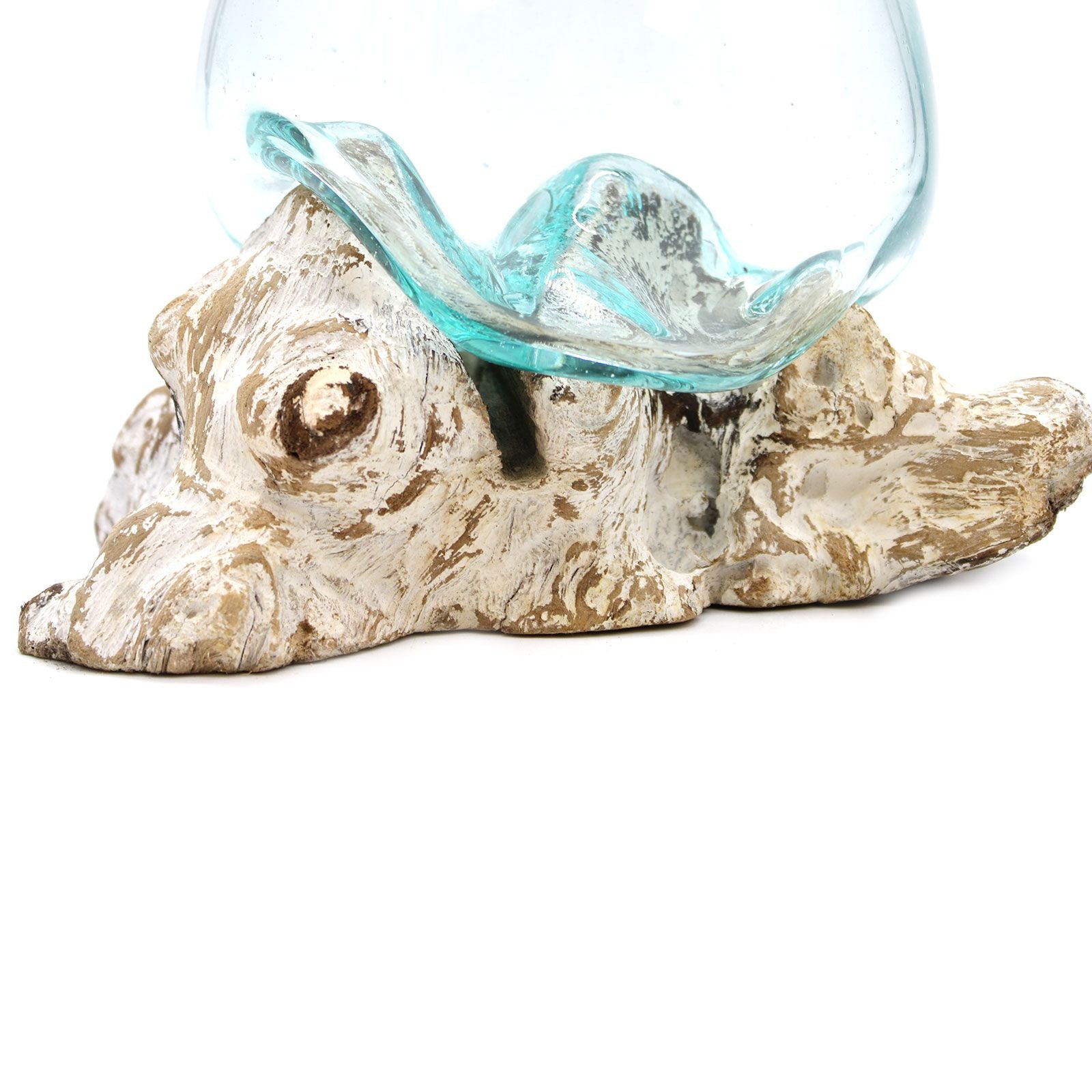 Molten Glass on Whitewash Wood Large Bowl for Home Decor