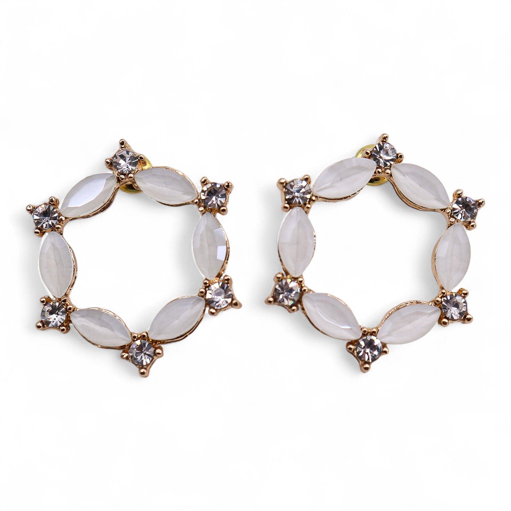 Pearl Vintage Glass Loop Earrings with Elegant Rounded Design