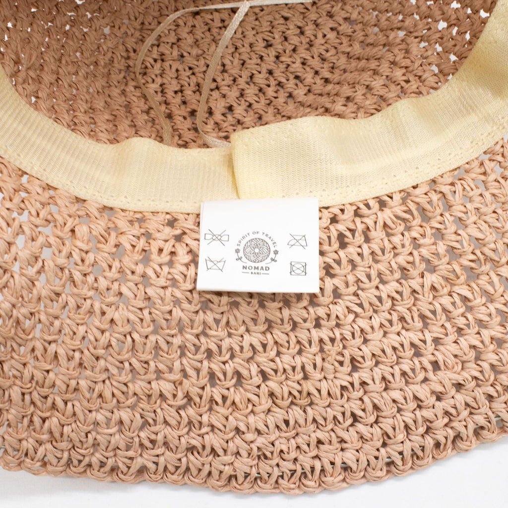 Nomad Sari Floppy Straw Sun Hat in Rose Blush for Summer Fun
