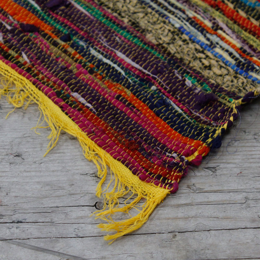 154 x 90cm Luxury Rag Rug in Bright Yellow for Home Decor Styling