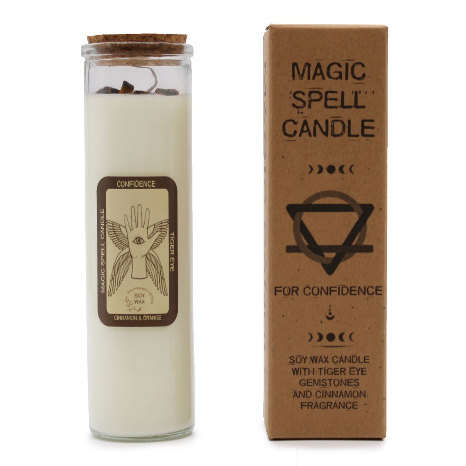 Magic Spell Candle for Confidence with Tiger Eye and Cinnamon