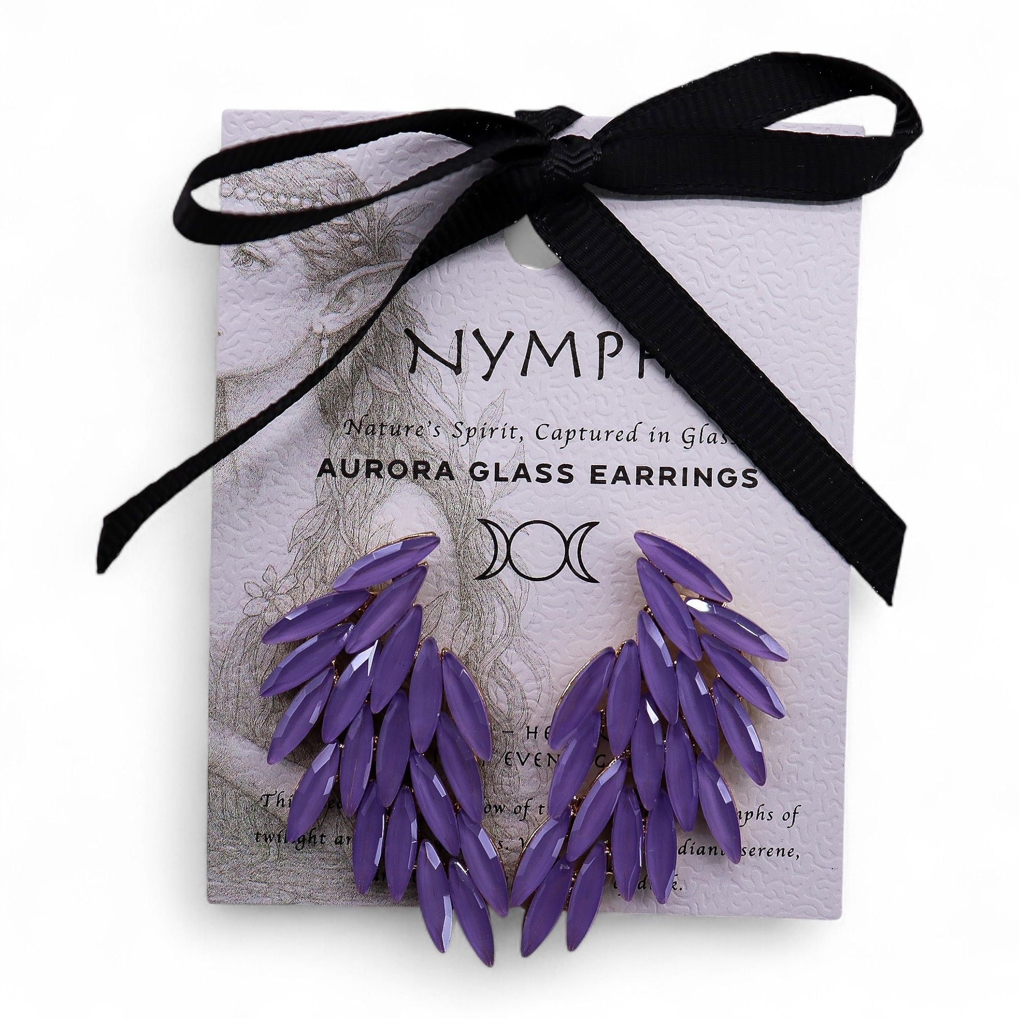 Lavender Vintage Glass Angel Wings Earrings for Elegant Style