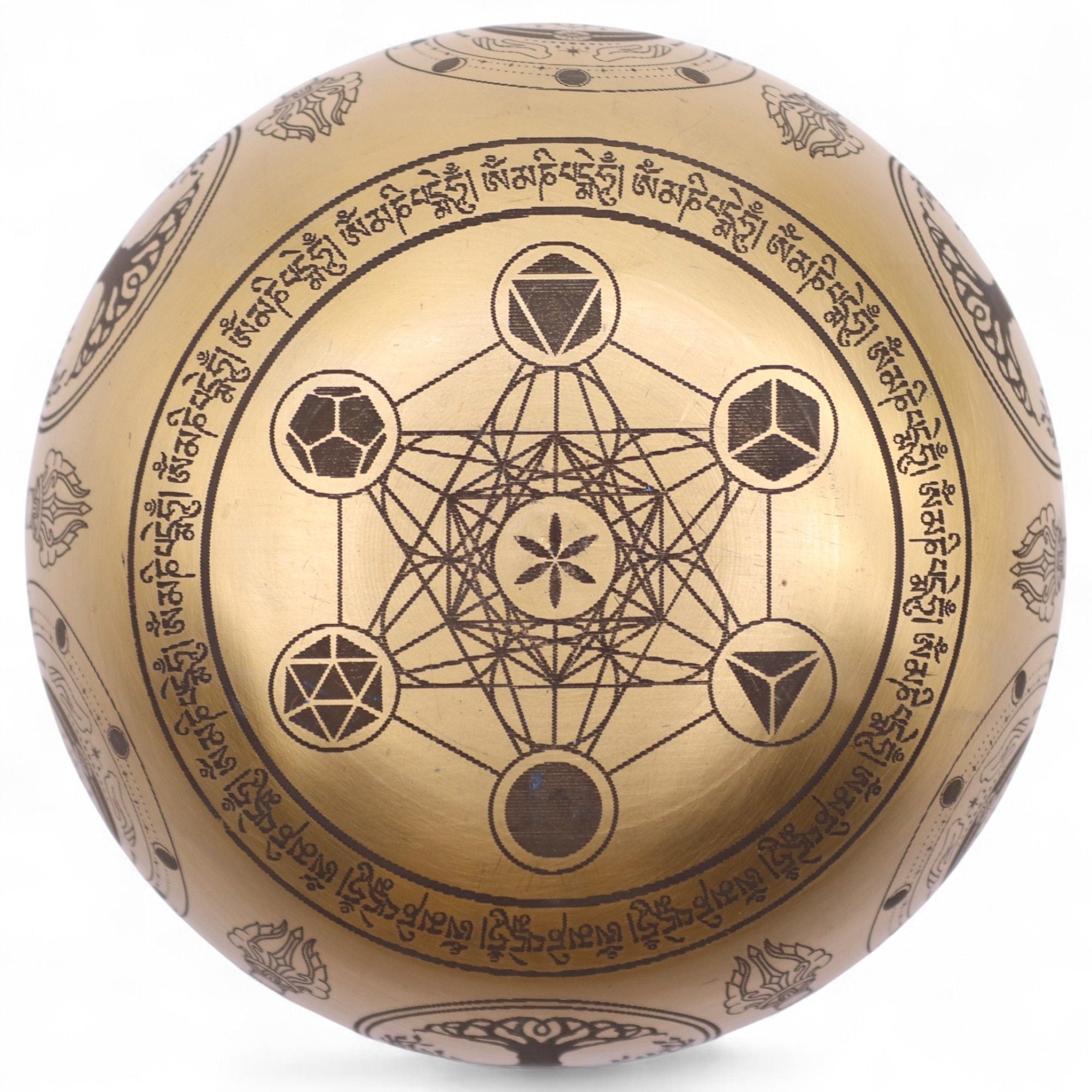 Pure Brass Etched Buddha Set of 4 Singing Bowls for Home Decor
