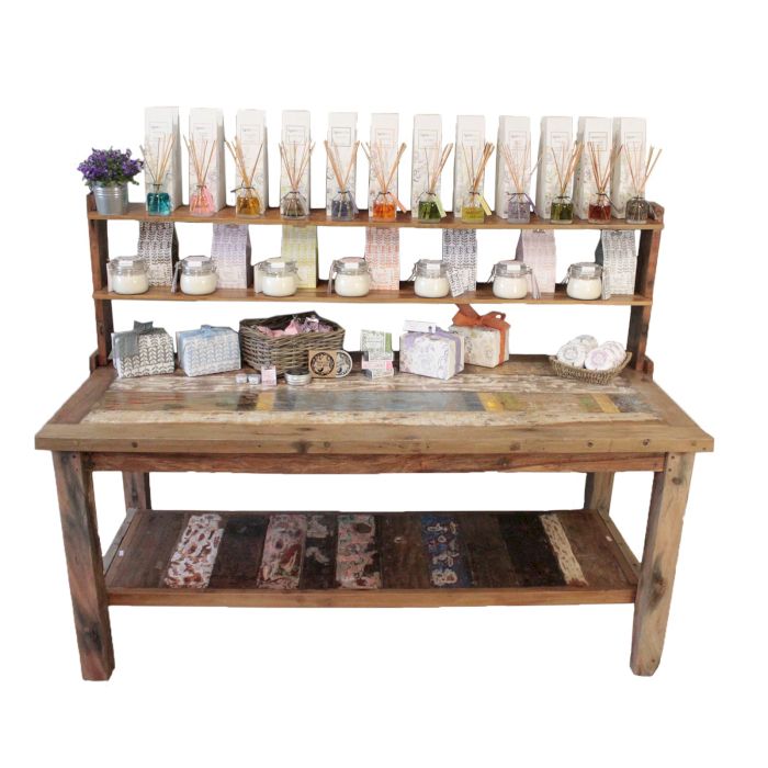 A&C 2.2m Standard Table with Top Shelf for Stylish Home Display