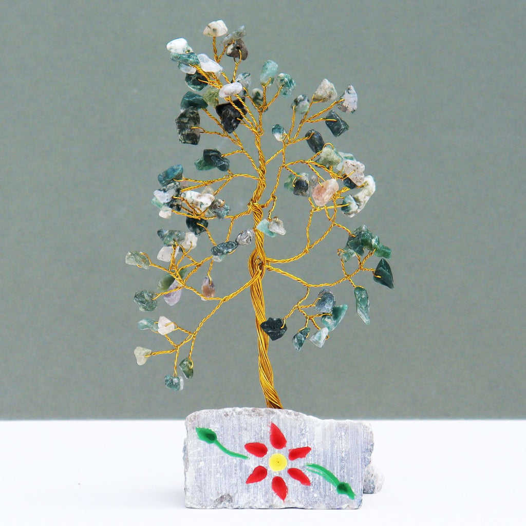 Moss Agate Gemstone Tree 80 Stone Decorative Display