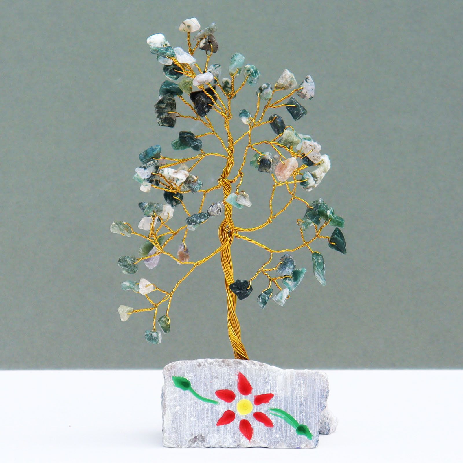 Moss Agate Gemstone Tree 80 Stone Decorative Display