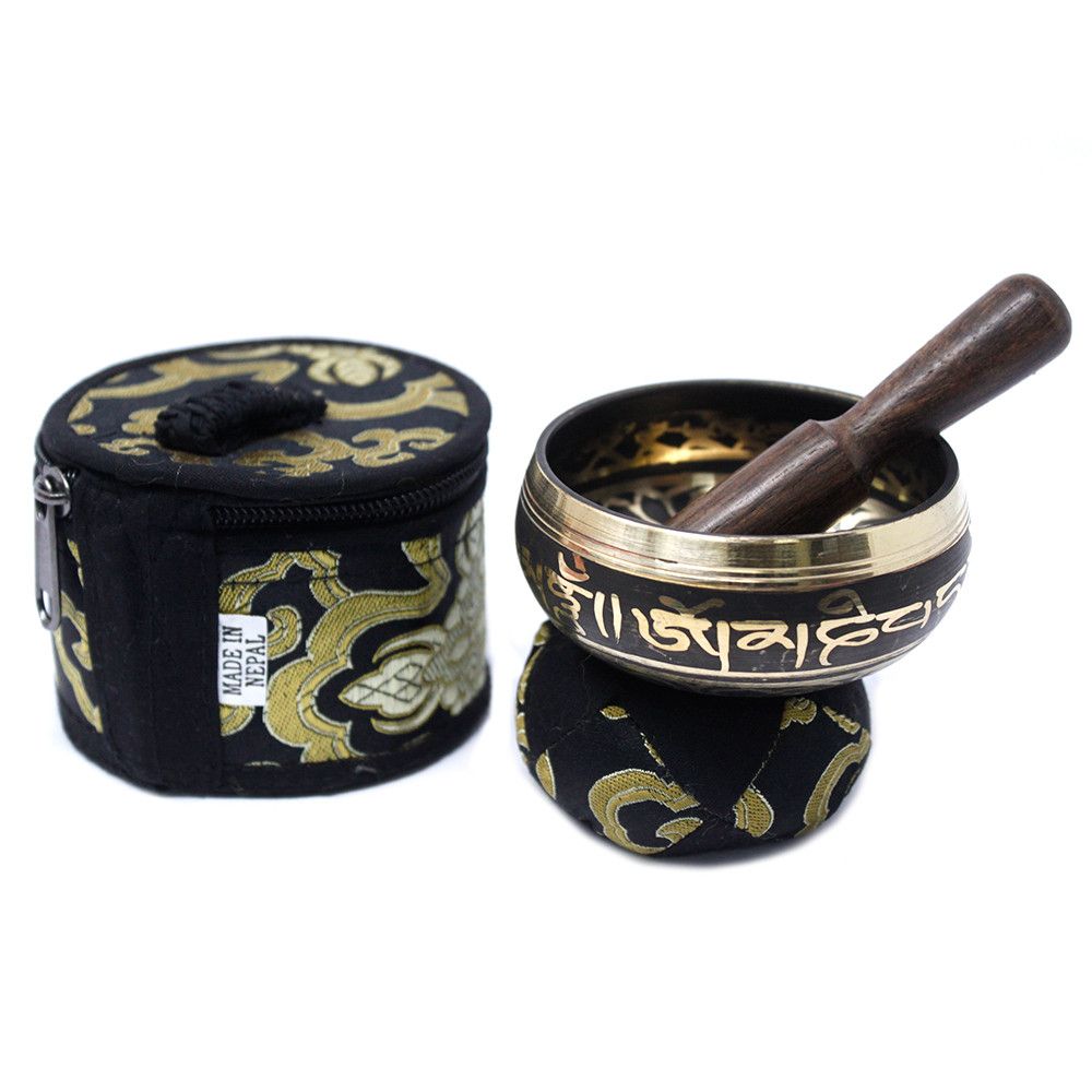 Mini Singing Bowl Gift Set Black with Cushion and Stick Included
