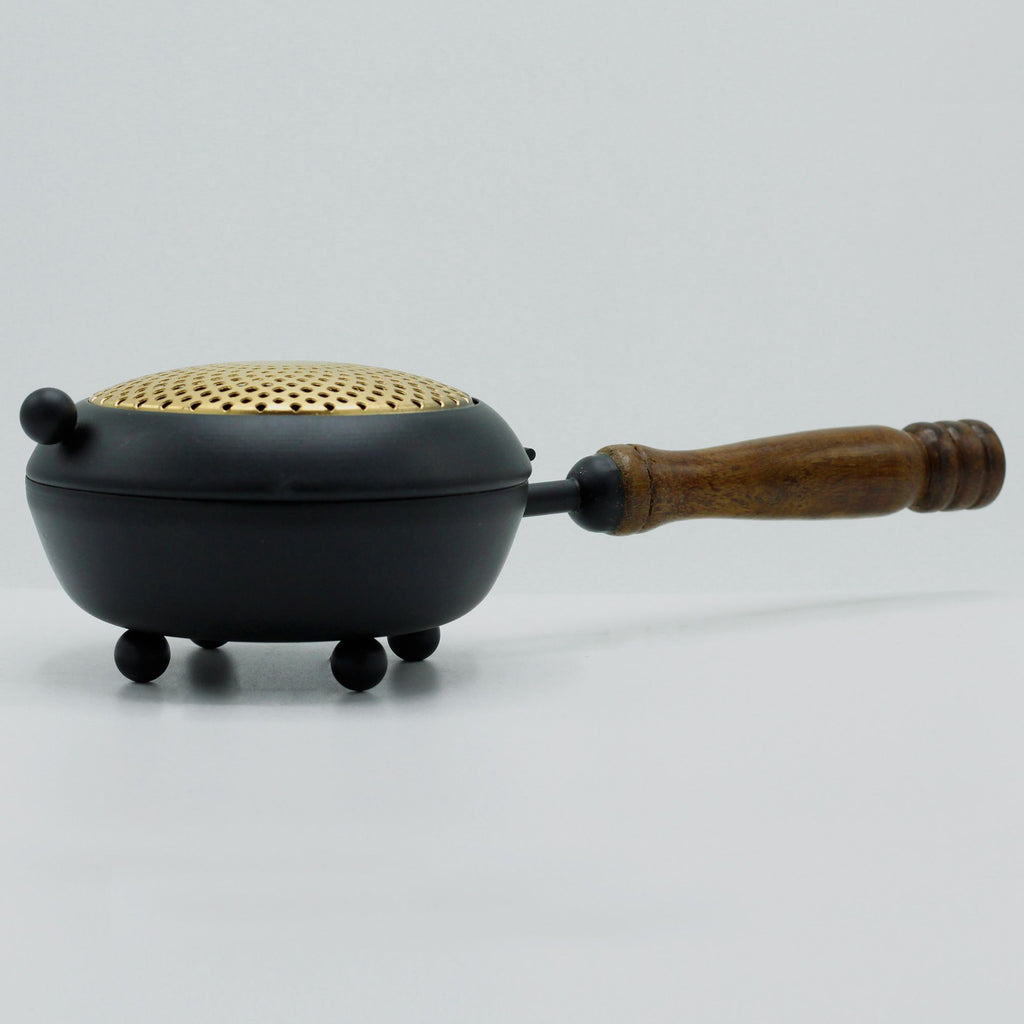 Large Iron Censer Incense Burner with Gold Detail for Home Use