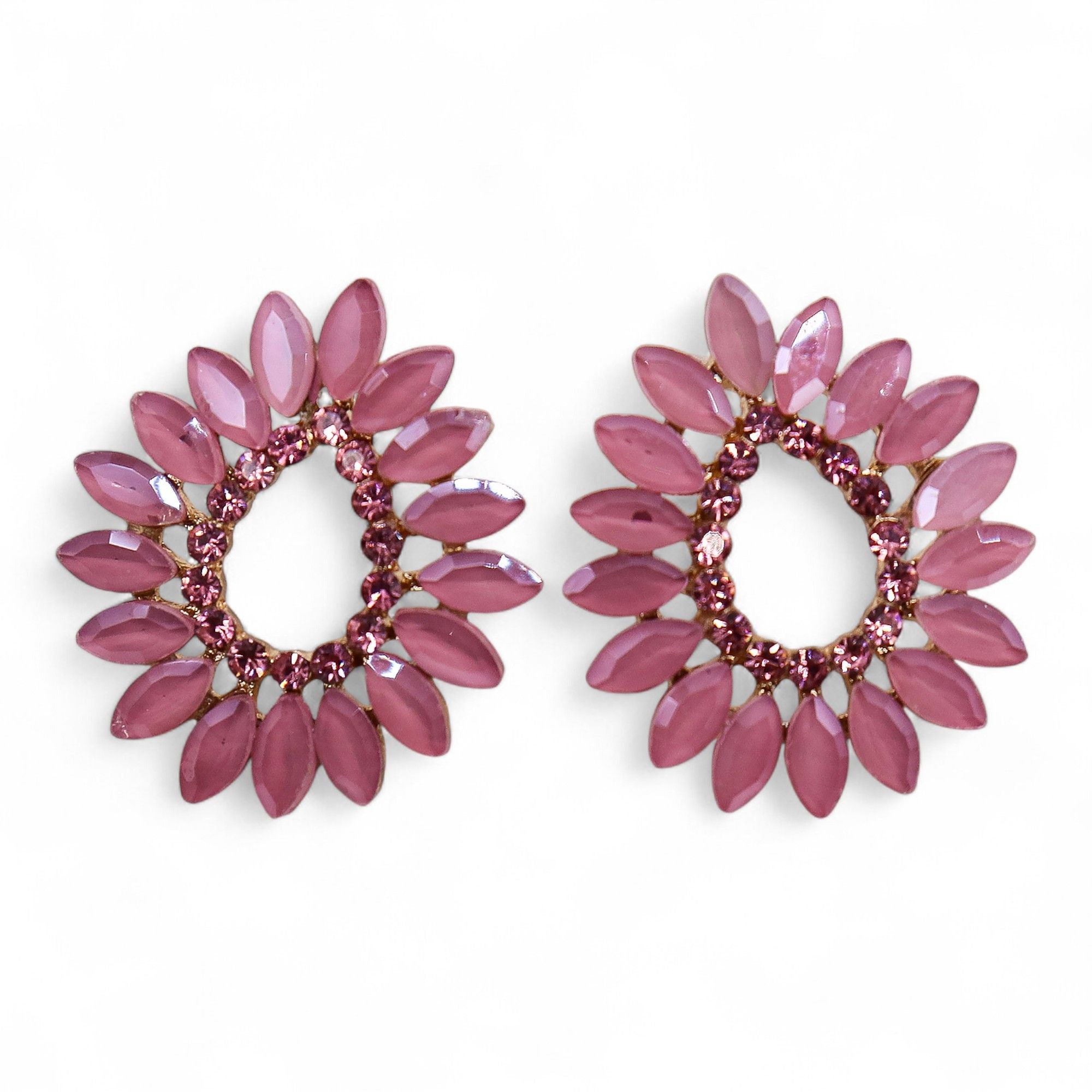 Soft Pink Vintage Glass Loop Earrings for Elegant Style and Charm