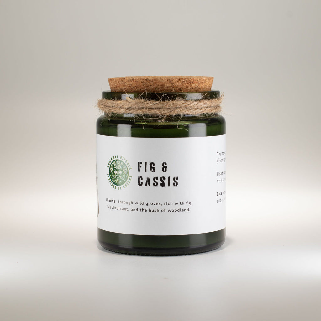 Greenman Woodwick Soy Candle Fig & Cassis in Rustic Glass Jar