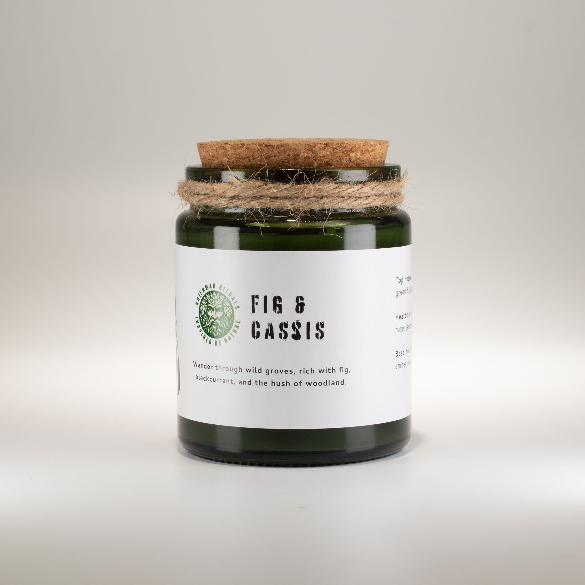 Greenman Woodwick Soy Candle Fig & Cassis in Rustic Glass Jar