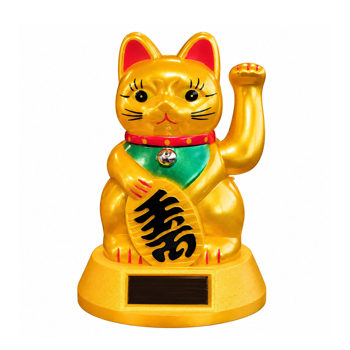 Solar Powered Japanese Lucky Cat Ornament – Gold