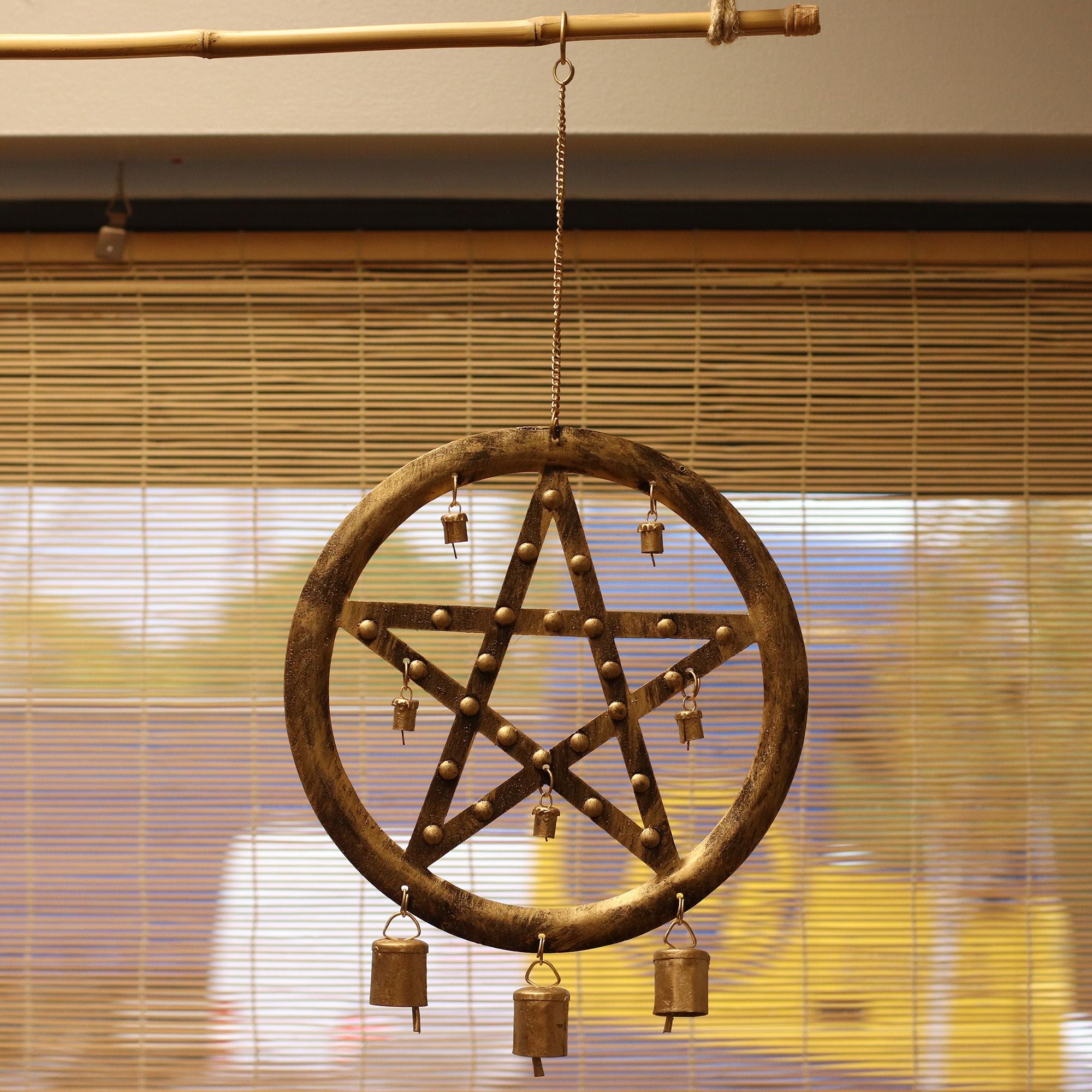 Indian Chimes Pentagon with Cow Bells for Decorative Appeal