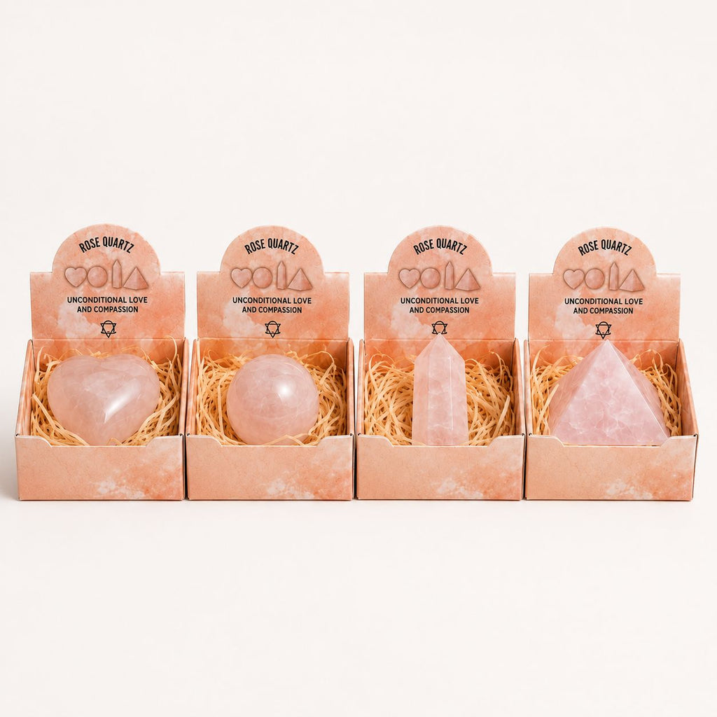 Four Gemstone Shapes Set of Rose Quartz for Home Decor Accents