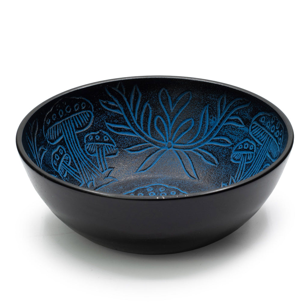 Magic Mushroom Blue Aluminium Singing Bowl with Engraved Design