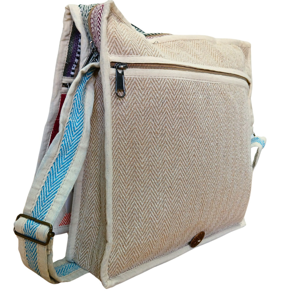 Hemp Laptop Messenger Bag with Triangle Design for Daily Use