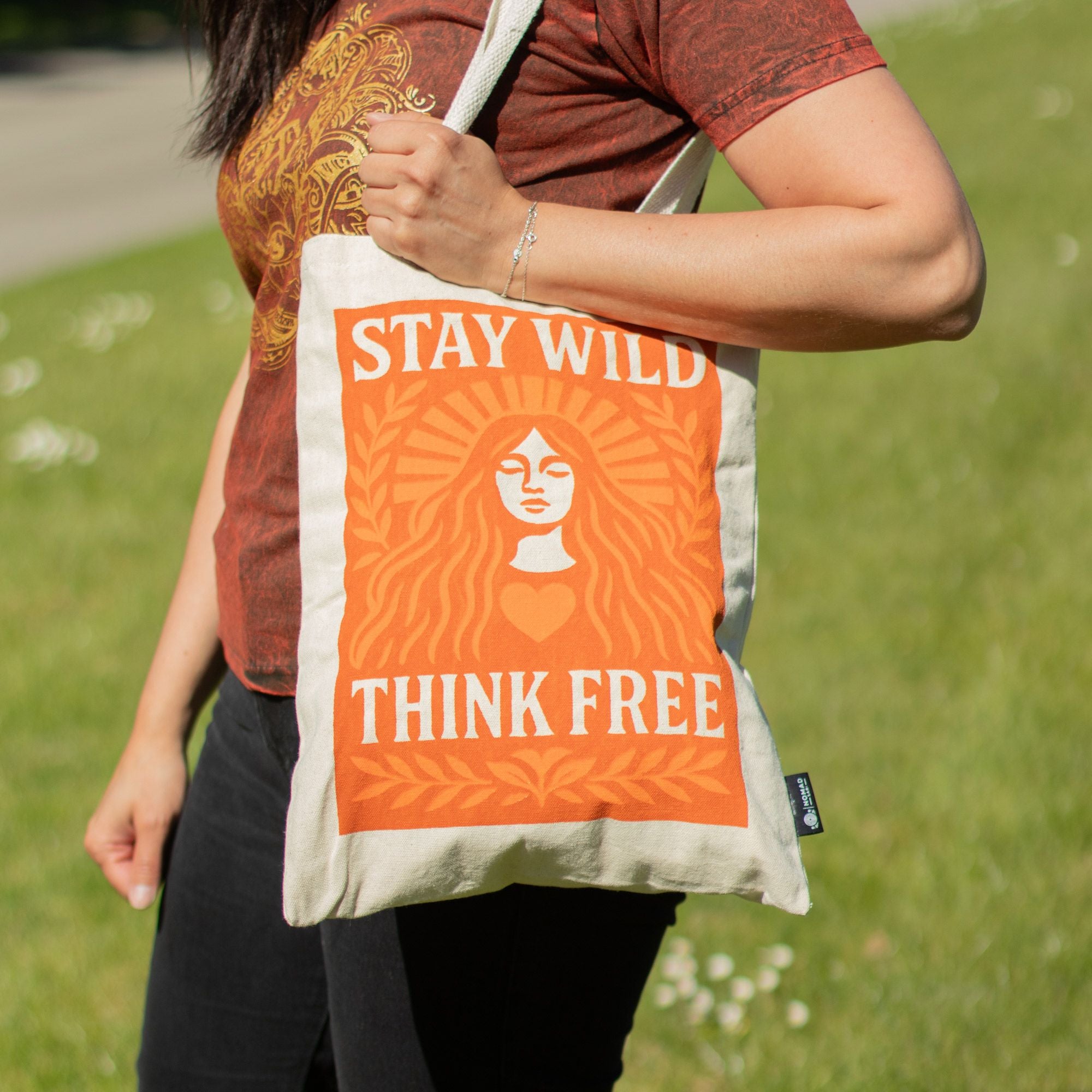 Nomad Sari Iconic Toni Tote Bag Stay Wild in Natural Cotton