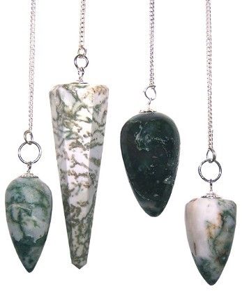Magic Pendulum with Tree Agate and Silver Chain for Dowsing