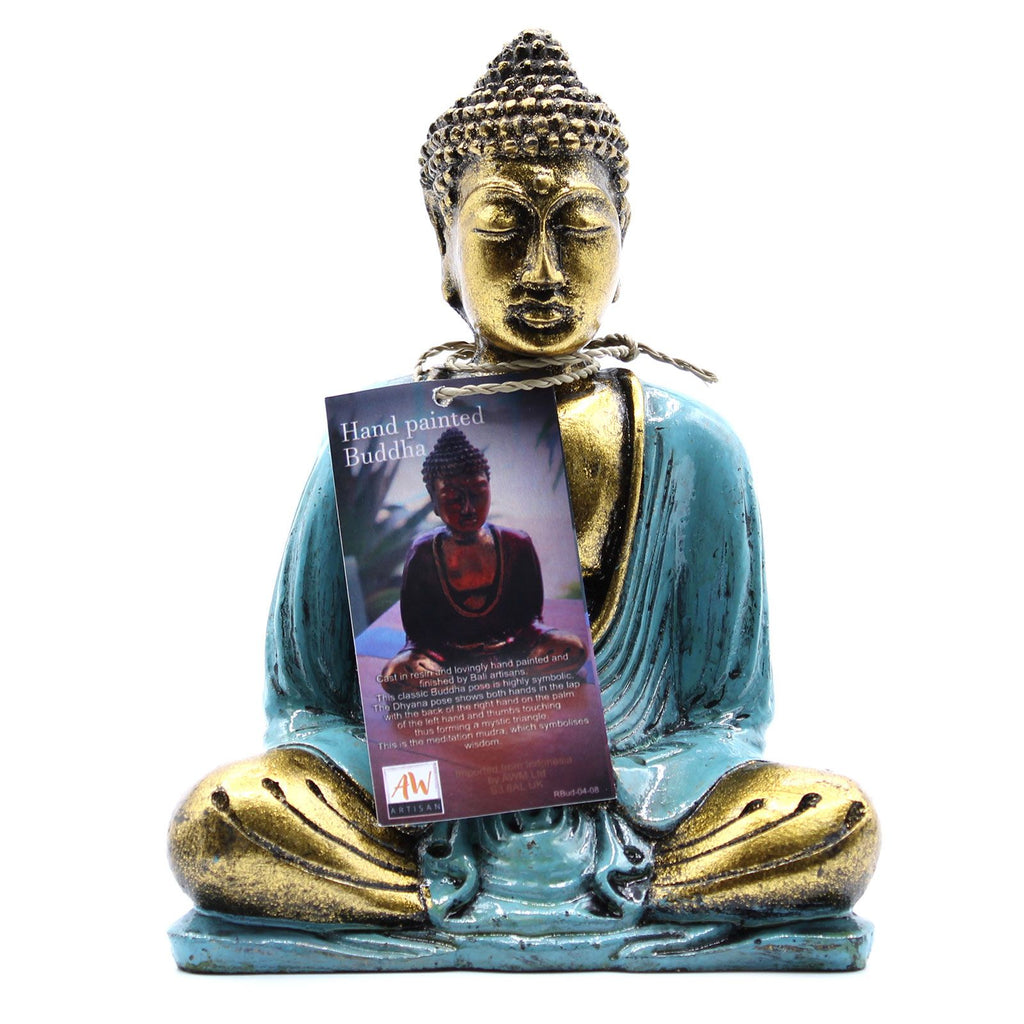Teal & Gold Buddha Medium Statue for Home Decor and Gifts