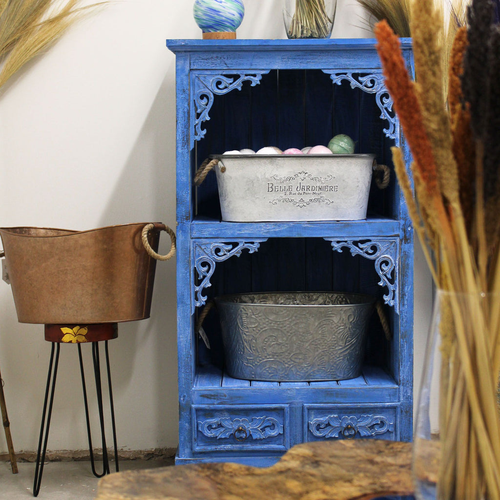 Albasia Bathroom Cabinet in Bluewash for Elegant and Stylish Storage