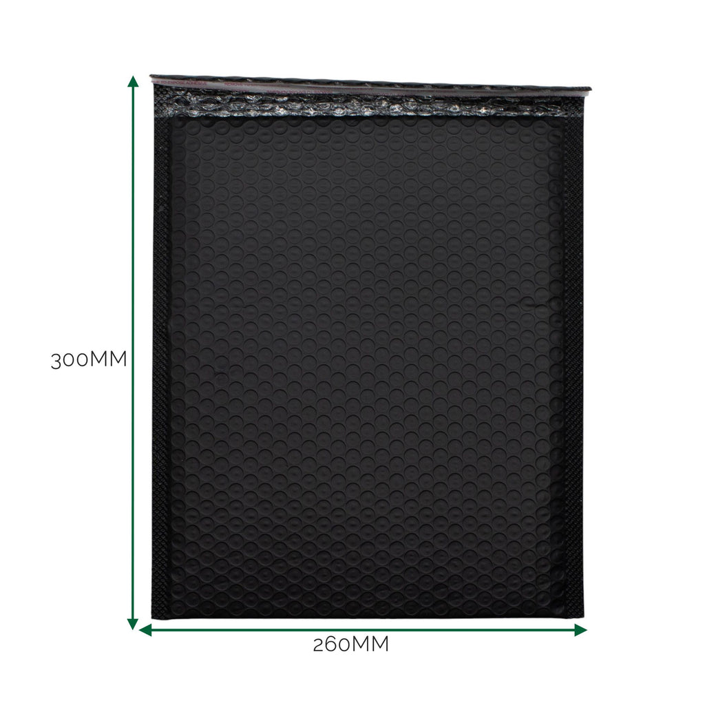 Black Poly Bubble Envelope for Secure Parcel Delivery 260x300mm