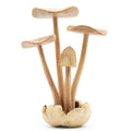 Handmade Parasite Wood Art Carving Set of 4 Large Mushrooms