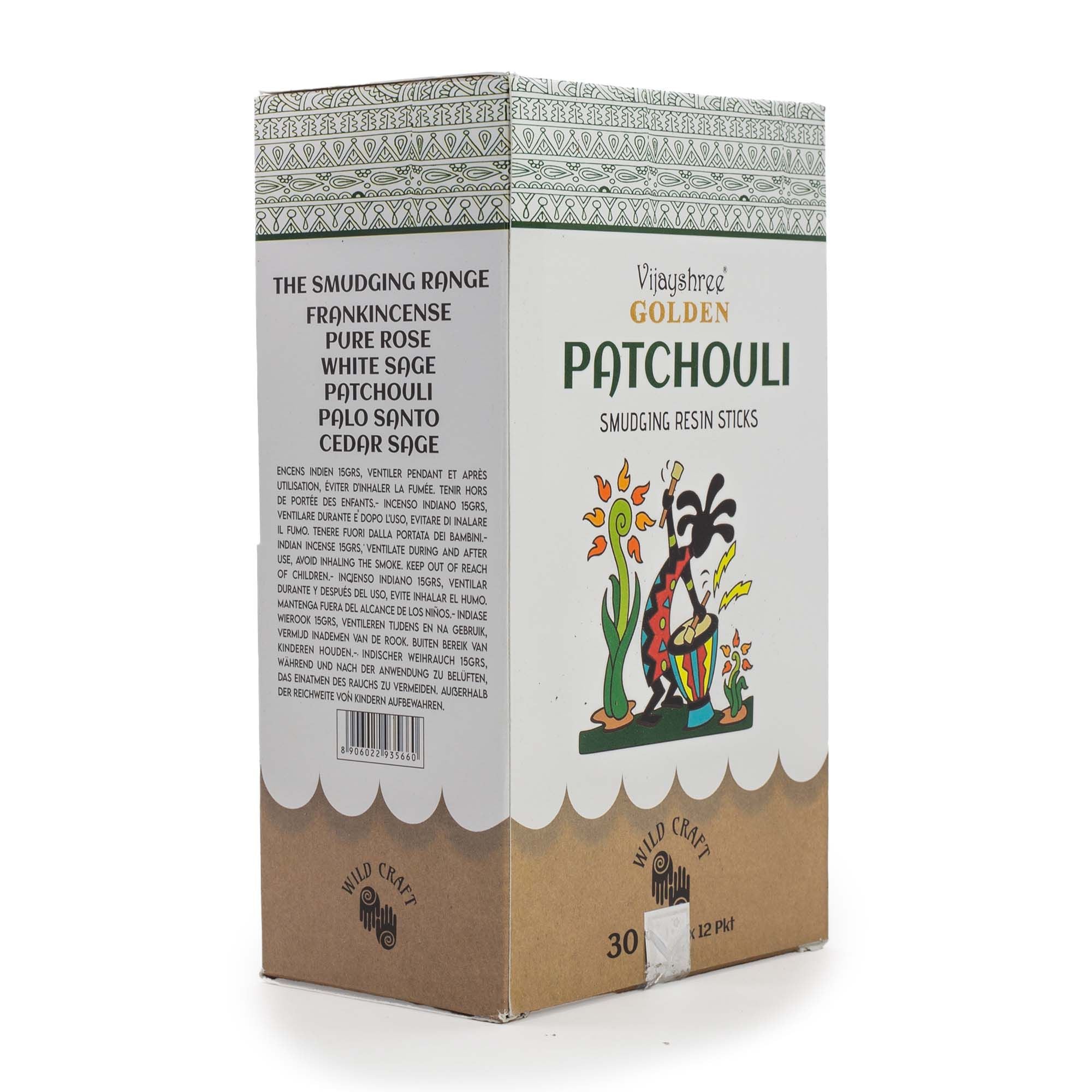 Golden Patchouli Smudging Resin Sticks 30g for Aromatic Spaces