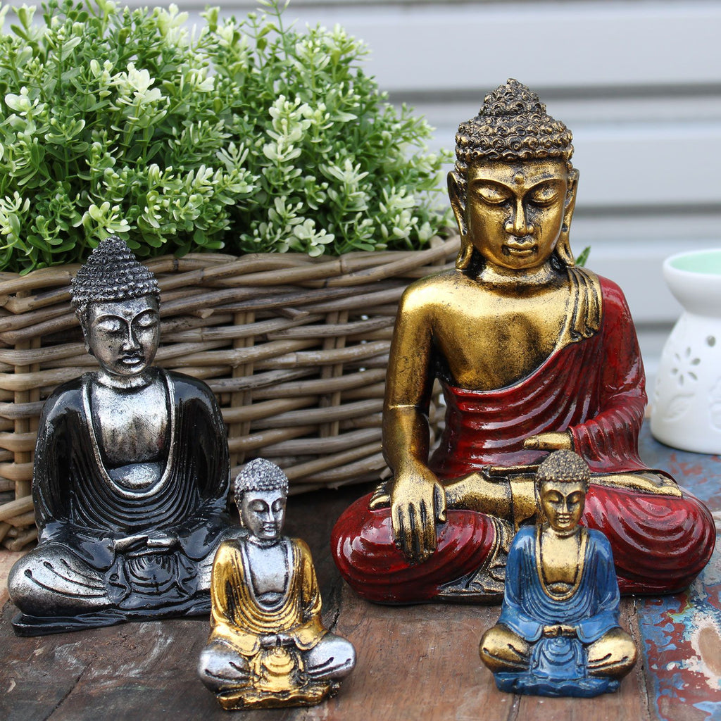 Medium Red and Gold Buddha Statue for Home Decor and Gifts