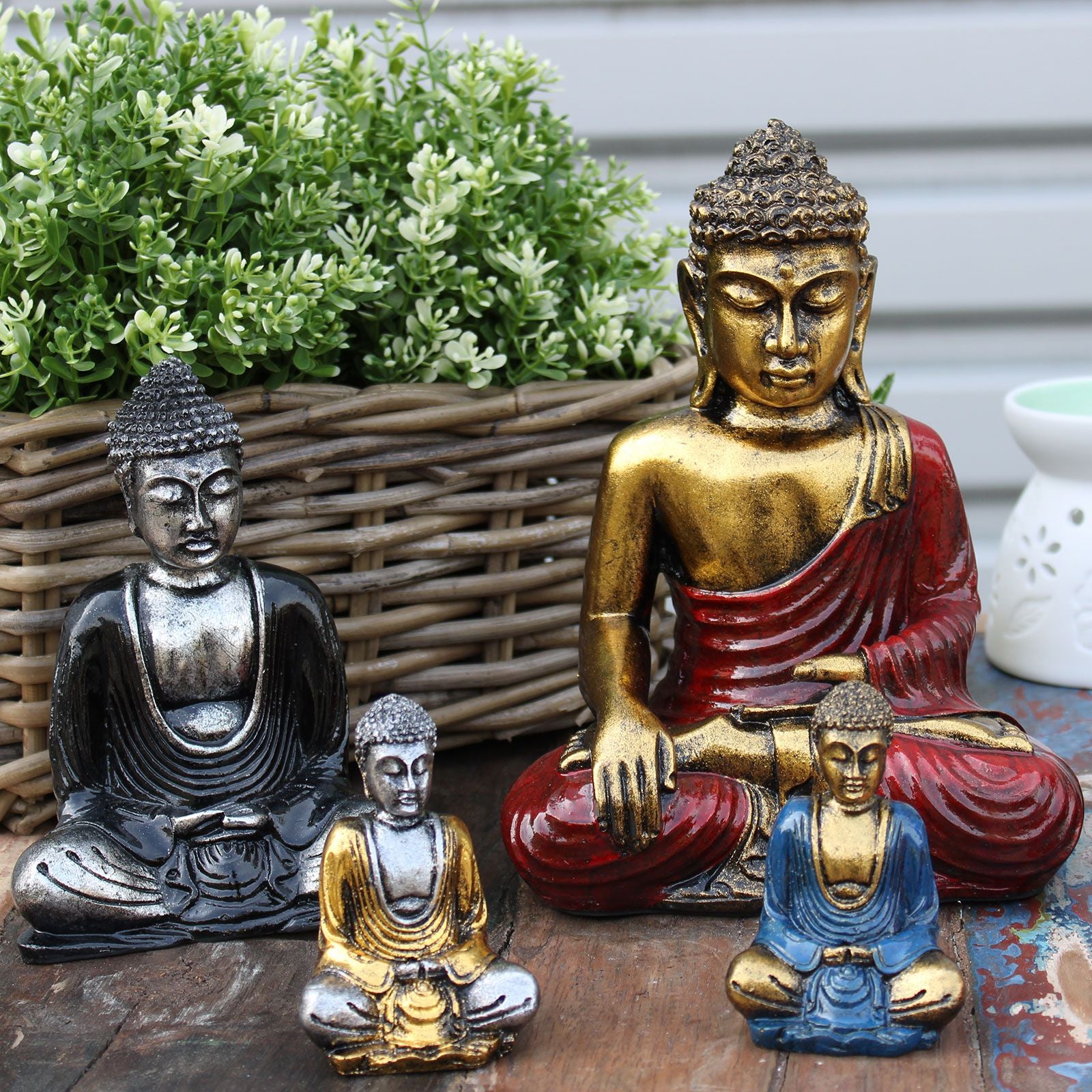 Medium Red and Gold Buddha Statue for Home Decor and Gifts
