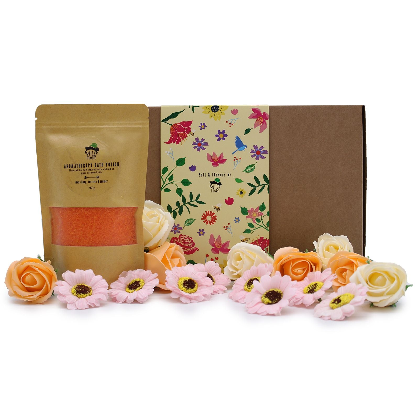 Salt Soak Set Total Detox with Aromatic Bath Salt and Soap Flowers