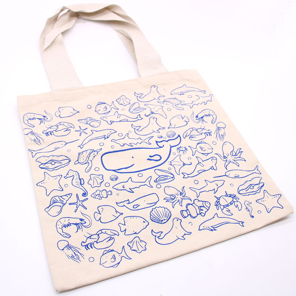 Big Cotton Tote Shopping Bag 38x42cm Sea Life Eco Friendly Design