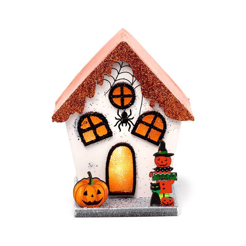 Spooky Spider Pumpkin House Halloween LED Decoration for Festivities