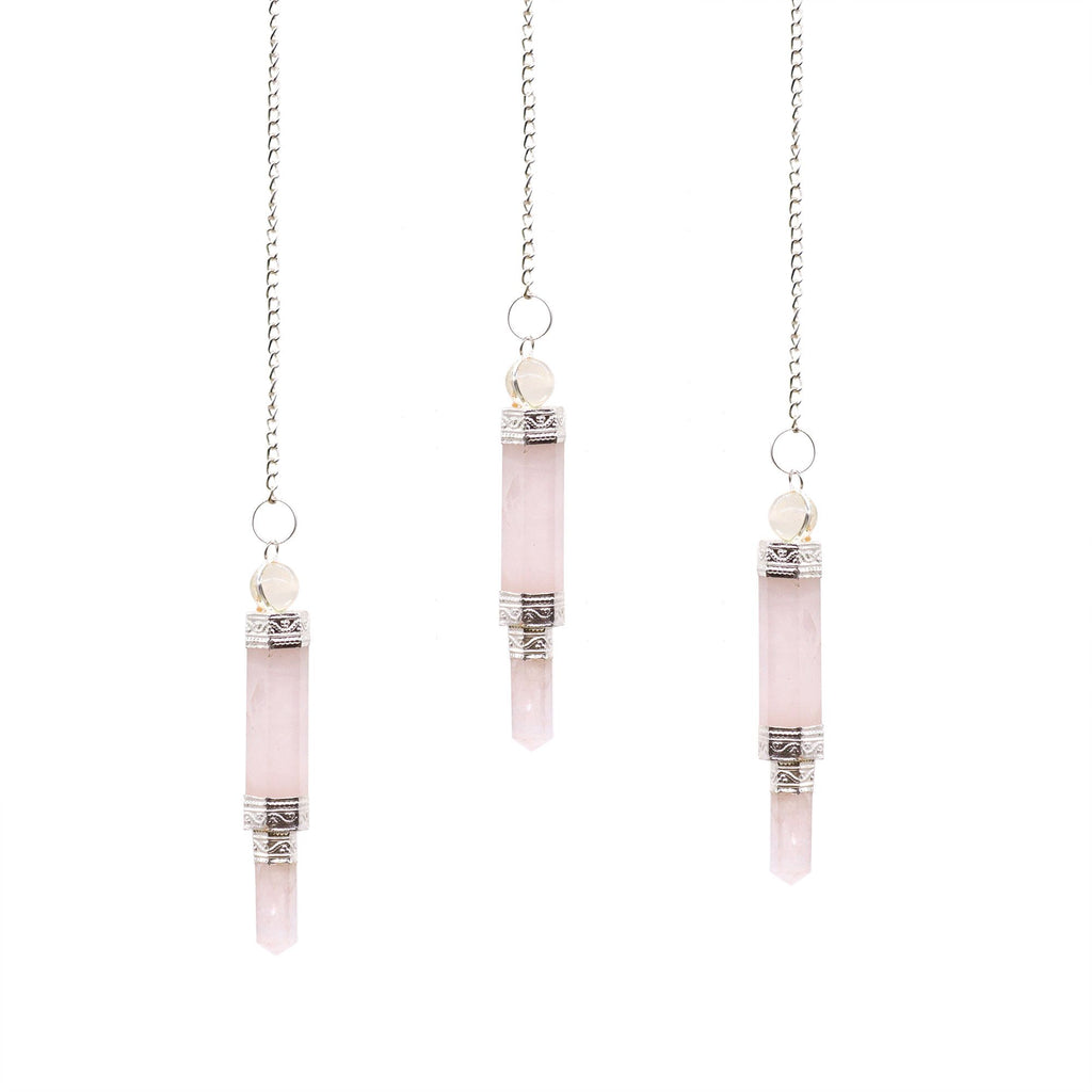 Rose Quartz Pendulum for Dowsing and Divination with Silver Chain